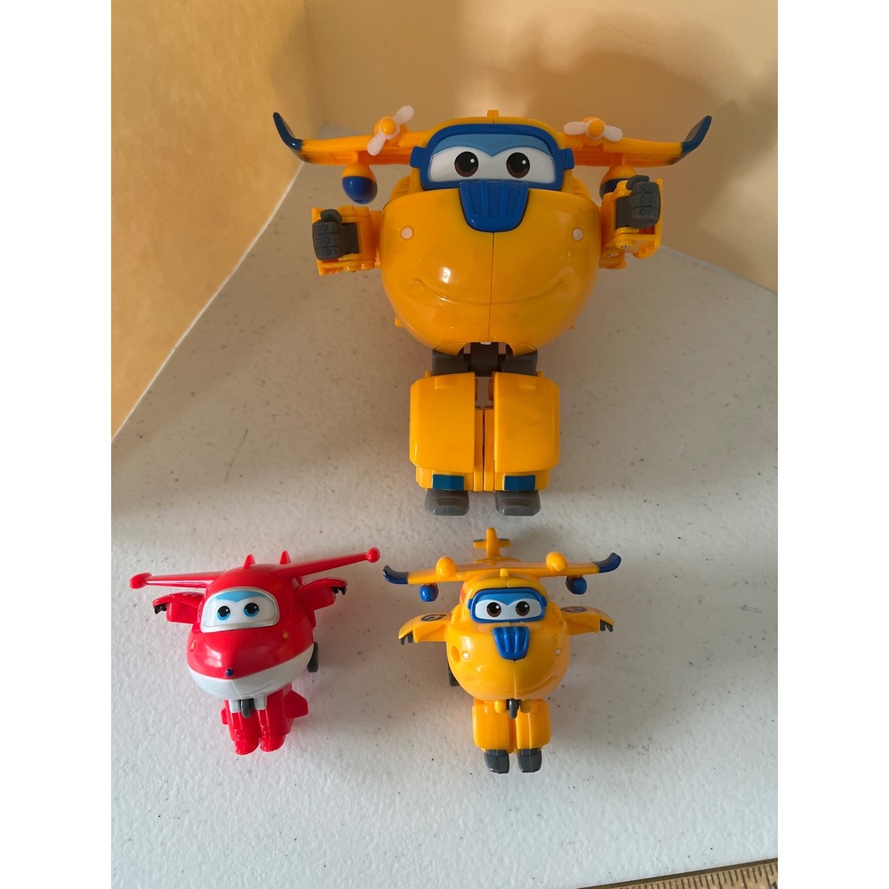 Super Wings Transforming Toy Lot Donnie Jett Yellow Red Action Figure Planes 3pc